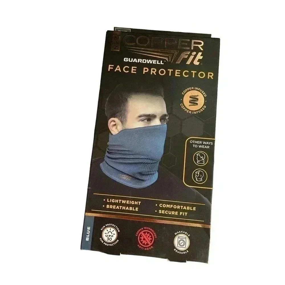 NEW Copper Fit Face Protector Mask Gaiter Adult Blue ONE SIZE LIGHT WEIGHT